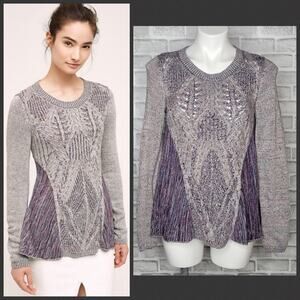 Anthropologie Moth Knit Purple/Gray Sweater, size Small